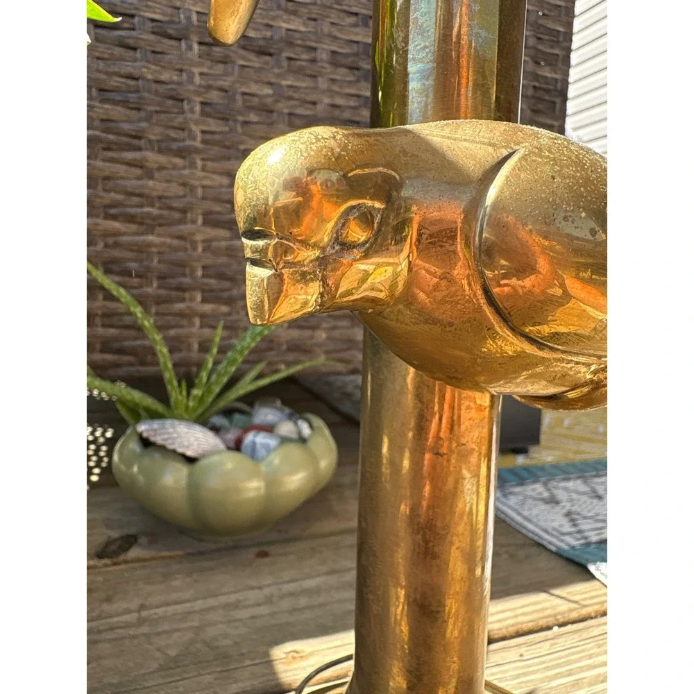 Vtg Hollywood Regency Brass Bird Table Lamp Mid Century Modern Tropical Parrot